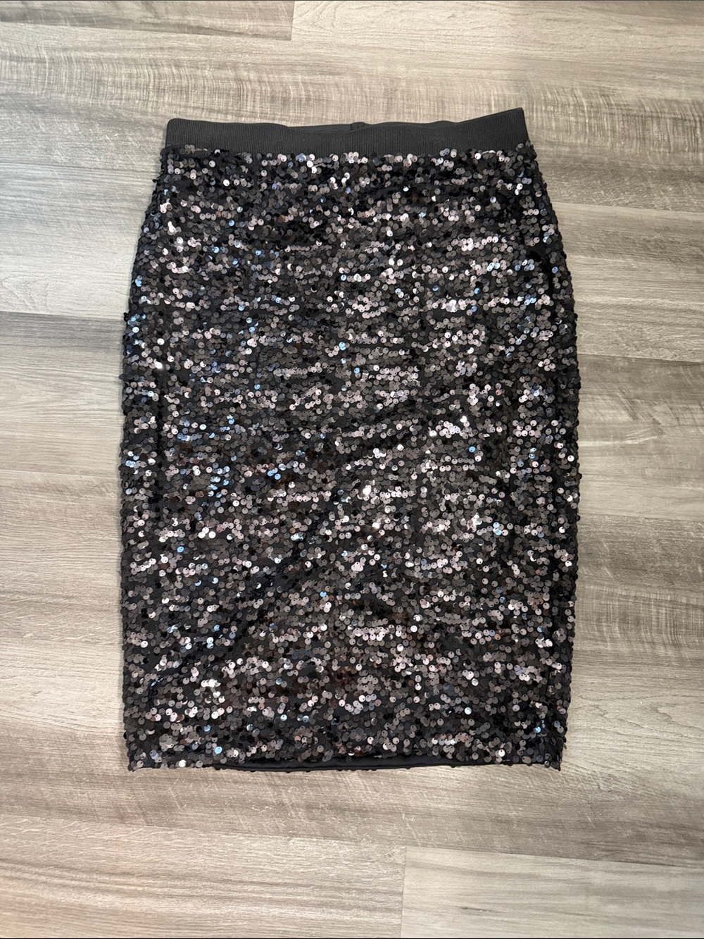 H&M Black Sequin Pencil Skirt